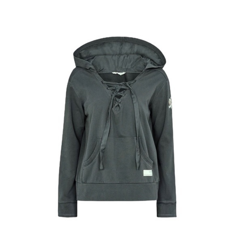 Odd Molly Anthropologie Swedish Flying High‎ Gray Lace Up Hoodie Sweatshirt